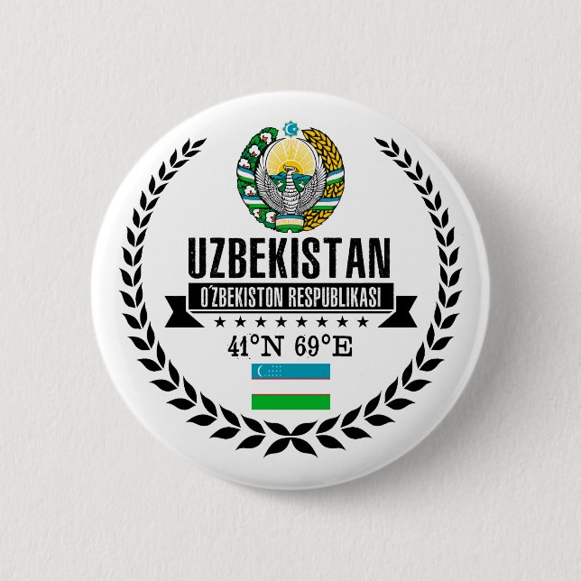 Chapa Redonda De 5 Cm Uzbekistán (Anverso)