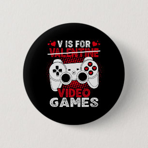 Chapa Redonda De 5 Cm V Es Para Hombres Día de San Valentín De Videojueg