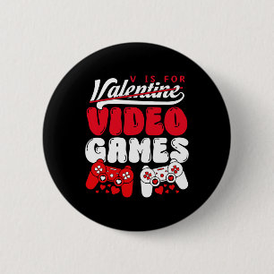 Chapa Redonda De 5 Cm V Es Para Videojuegos Divertido Día De San Valentí
