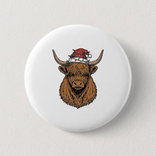 Chapa Redonda De 5 Cm Vaca Altas de Navidad Grabado Vintage Sombrero de