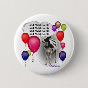 Chapa Redonda De 5 Cm vaca del cumpleaños que habla