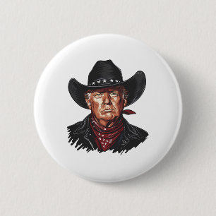 Chapa Redonda De 5 Cm Vaca divertida occidental vaquero Donald Trump ban
