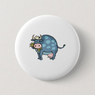 Chapa Redonda De 5 Cm vaca gorda azul divertida