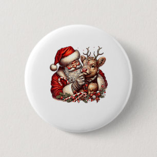 Chapa Redonda De 5 Cm Vaca Highland Con Vintage De Santa Escocia