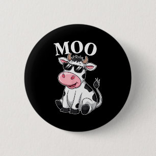 Chapa Redonda De 5 Cm Vaca Moo - Vaca de granjero divertida para hombres