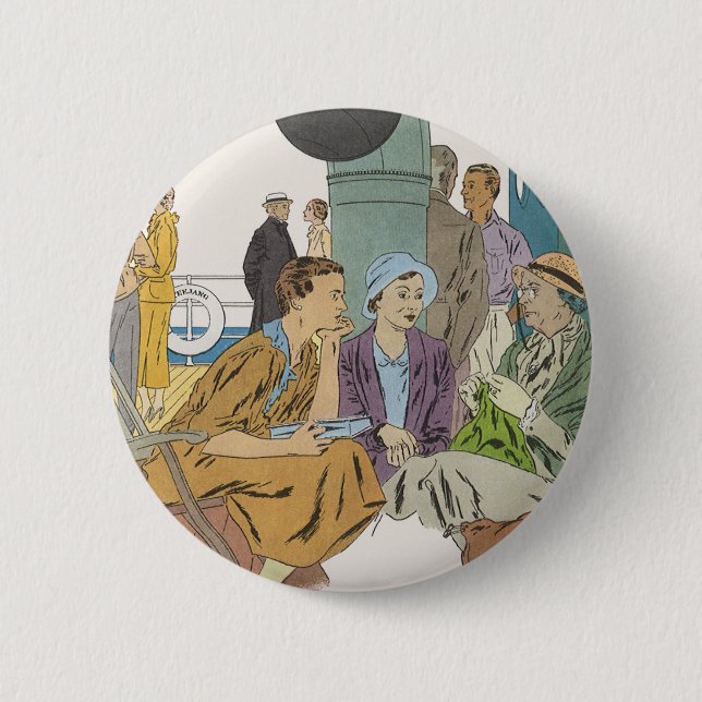 Chapa Redonda De 5 Cm Vacaciones antiguas, barco de crucero de pasajeros (Anverso)