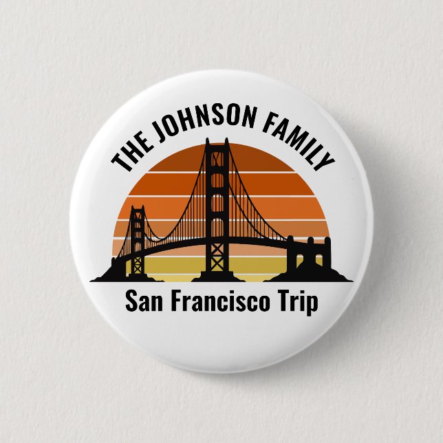 Chapa Redonda De 5 Cm Vacaciones de Personalizado del Puente de San Fran (Anverso)