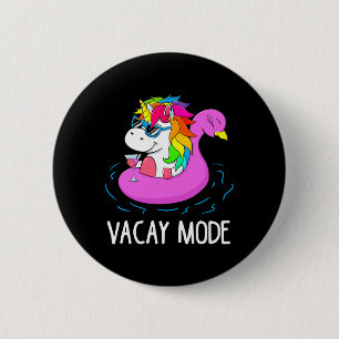 Chapa Redonda De 5 Cm Vacay Mode Cute Unicorn Funny Family Vacation Gift