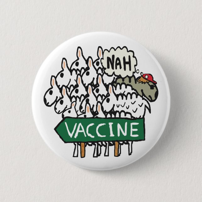 Chapa Redonda De 5 Cm Vacunación de ovejas anti vax (Anverso)