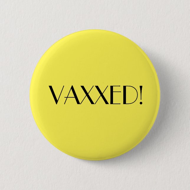 Chapa Redonda De 5 Cm Vacunación Vaxxed Art Decó Amarillo (Anverso)
