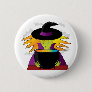 Chapa Redonda De 5 Cm Vaina del gorra de la bruja