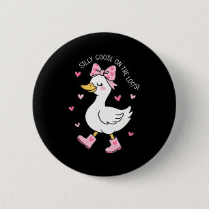 Chapa Redonda De 5 Cm Valentín Silly Goose Suelto Coquette Lazo Gi