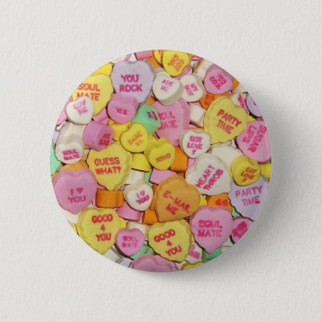 Chapa Redonda De 5 Cm Valentine Candy Hearts (Anverso)
