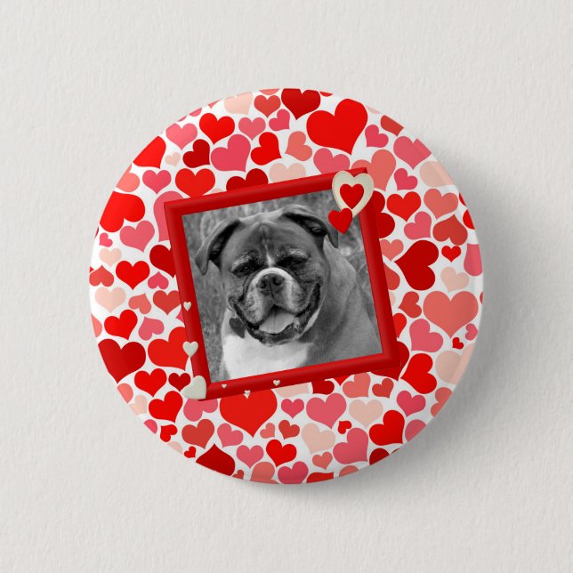 Chapa Redonda De 5 Cm Valentines Boxer Dog Hearts (Anverso)