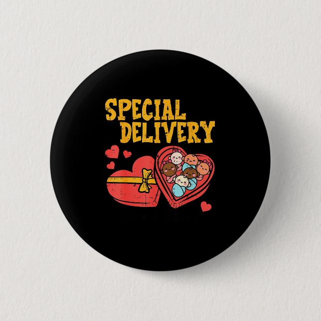 Chapa Redonda De 5 Cm Valentines Day Baby Special Labor Delivery Nurse W (Anverso)