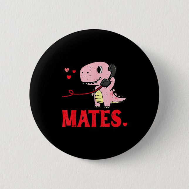 Chapa Redonda De 5 Cm Valentines Day Matching Soulmates Mates Dino Coupl (Anverso)
