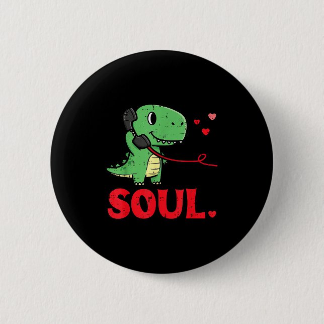 Chapa Redonda De 5 Cm Valentines Day Matching Soulmates Soul Dino Trex C (Anverso)