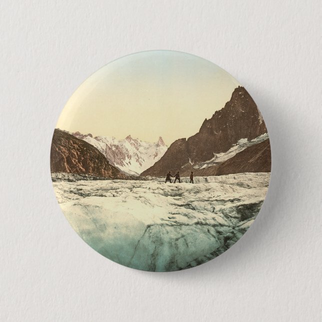 Chapa Redonda De 5 Cm Valle de Chamonix - Mer de Glace (Anverso)