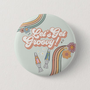 Chapa Redonda De 5 Cm Vamos a conseguir el favor de Groovy Birthday Part