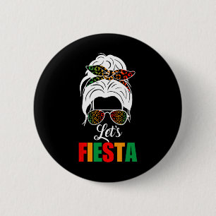 Chapa Redonda De 5 Cm Vamos a Fiesta Cinco De Mayo Moño Desordenado Leop