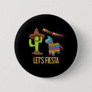 Chapa Redonda De 5 Cm Vamos a Fiesta divertida Pinata de Cactus Mexicana