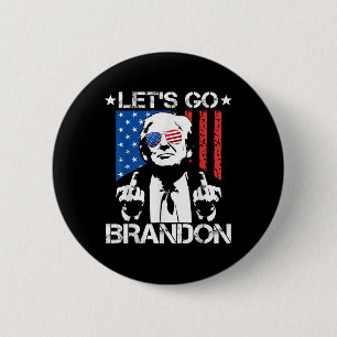 Chapa Redonda De 5 Cm Vamos Brandon Trump Bandera de Dedo Medio