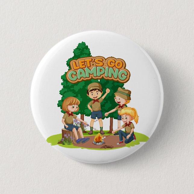 Chapa Redonda De 5 Cm Vamos de Camping  (Anverso)