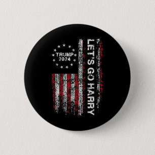 Chapa Redonda De 5 Cm Vamos Harry Divertido Trump Bandera De EE. UU. Vin