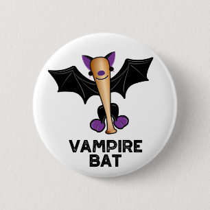 Chapa Redonda De 5 Cm Vampiro Bat Funny Béisbol Pun