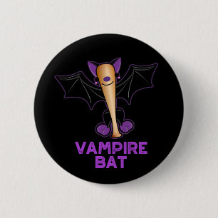 Chapa Redonda De 5 Cm Vampiro Bat Funny Béisbol Pun Dark BG
