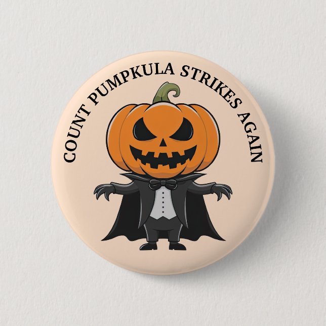Chapa Redonda De 5 Cm Vampiro calabaza (Anverso)