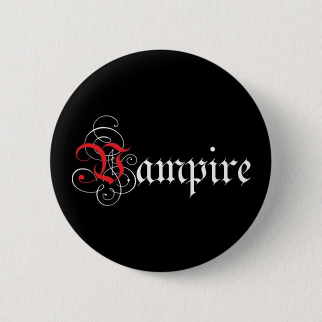 Chapa Redonda De 5 Cm Vampiro caligráfico (Anverso)