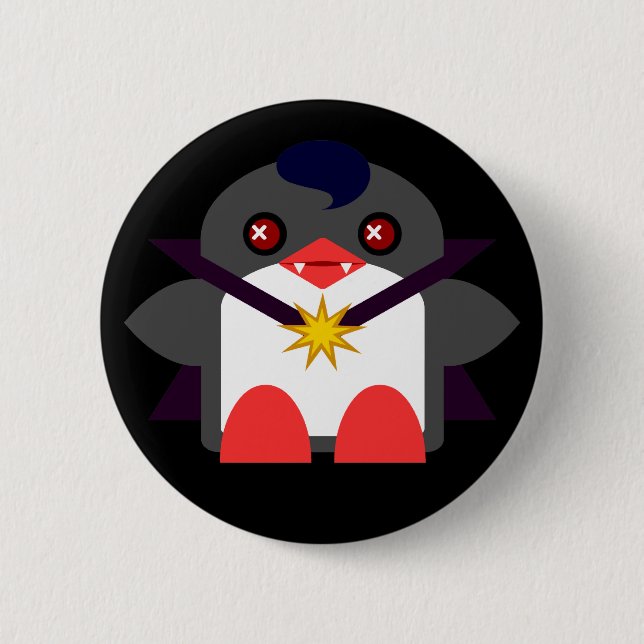 Chapa Redonda De 5 Cm Vampiro de Kawaii Penguin (Anverso)
