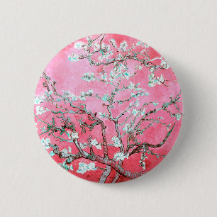 Chapa Redonda De 5 Cm Van Gogh Almond Blossoms Azul rosa