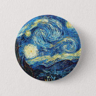 Chapa Redonda De 5 Cm Van Gogh el arte 1889 del vintage de la noche