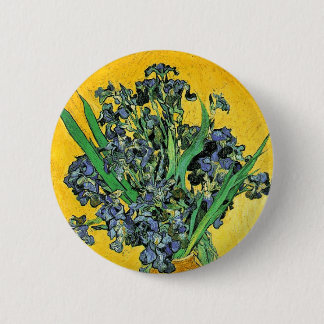 Chapa Redonda De 5 Cm Van Gogh - Jarrón con Lirios de Fondo Amarillo