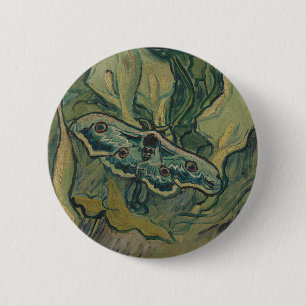 Chapa Redonda De 5 Cm Van Gogh Mariposa Gigante de Noche Arte de Natural