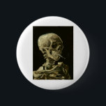 Chapa Redonda De 5 Cm van gogh Skull<br><div class="desc">"van gogh Skull ",  "skeleton cigarrillo fumando",  calavera,  "van gogh",  "van gough",  "Día de los muertos",  "dia de los muertos",  cráneo,  esqueleto,  "skeleton quemando cigarrillos"</div>