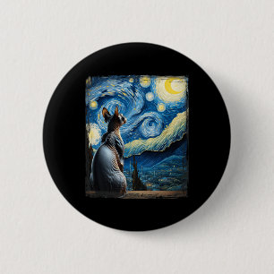 Chapa Redonda De 5 Cm Van Gogh Starry Night Style Artistic Sfinx Cat