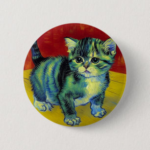 Chapa Redonda De 5 Cm Van Gogh Tabby Cat