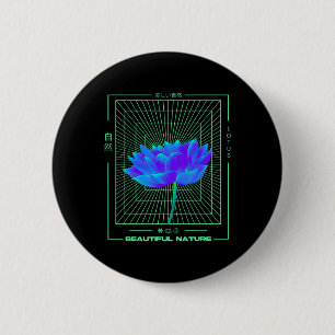 Chapa Redonda De 5 Cm Vaporwave Flor de Loto Namaste Meditación Zen Yoga