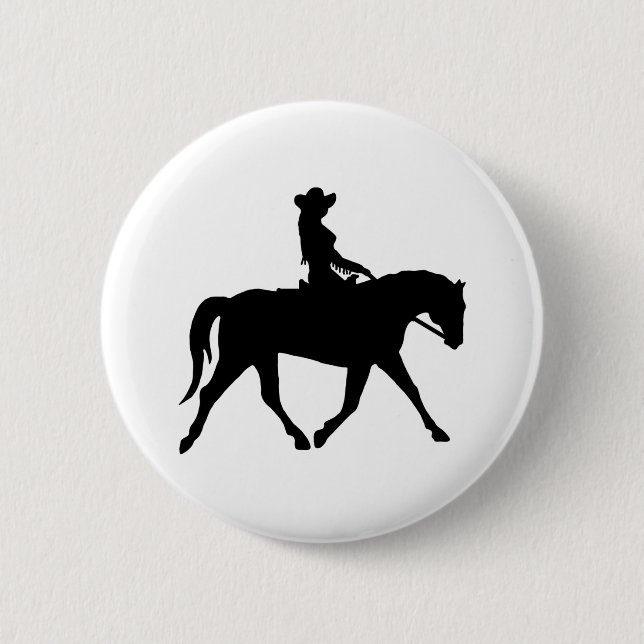 Chapa Redonda De 5 Cm Vaquera que monta su caballo (Anverso)