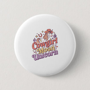 Chapa Redonda De 5 Cm Vaquera Unicornio Luna Unicornio Diseño de Merch C