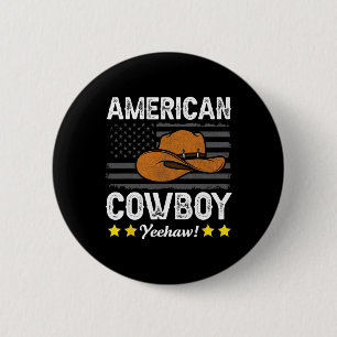 Chapa Redonda De 5 Cm Vaquero Americano Rodeo Bandera Americana Vaquero 