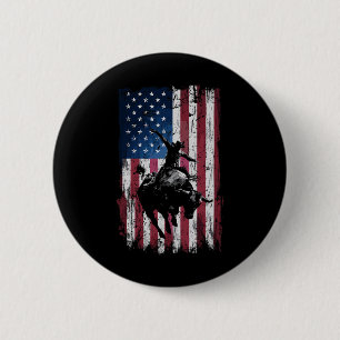 Chapa Redonda De 5 Cm Vaquero de Rodeo Bandera Occidental Usa Vaqueros