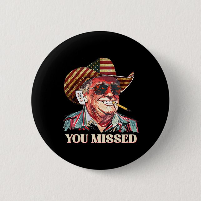 Chapa Redonda De 5 Cm Vaquero Occidental Trump Te Perdiste Bandera Ameri (Anverso)
