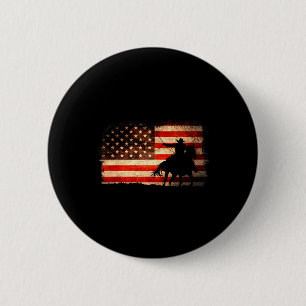 Chapa Redonda De 5 Cm Vaquero Rodeo Occidental País Caballo Usa Bandera