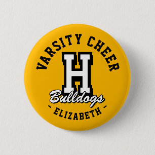 Chapa Redonda De 5 Cm Varsity Cheer Pin Nombre Personalizado, Espíritu E