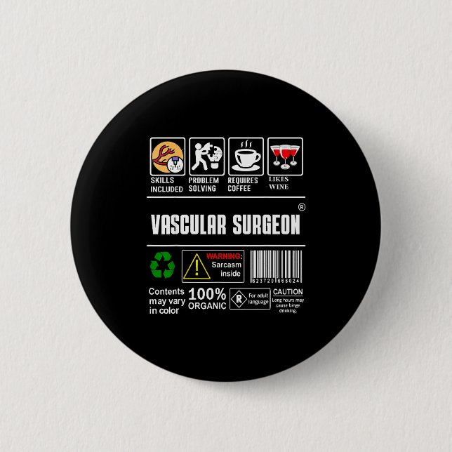 Chapa Redonda De 5 Cm Vascular Surgeon Doctor Job Label Sarcasm Skills C (Anverso)