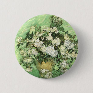 Chapa Redonda De 5 Cm Vase con Rosas - Van Gogh